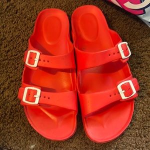 Red sandals, cute, new. only wore a few times good condition